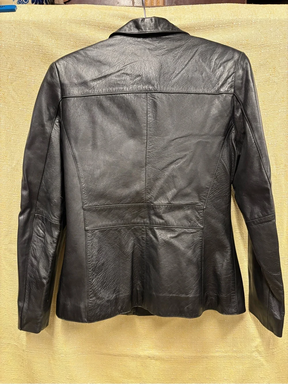 Vintage Wilsons Leather Black Women's Button-Front Leather Blazer
